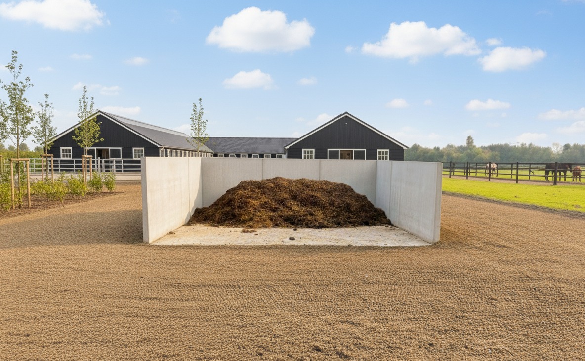 Mestbak 4350x4700mm, 500mm hoog met Keerwanden en betonvloer 1