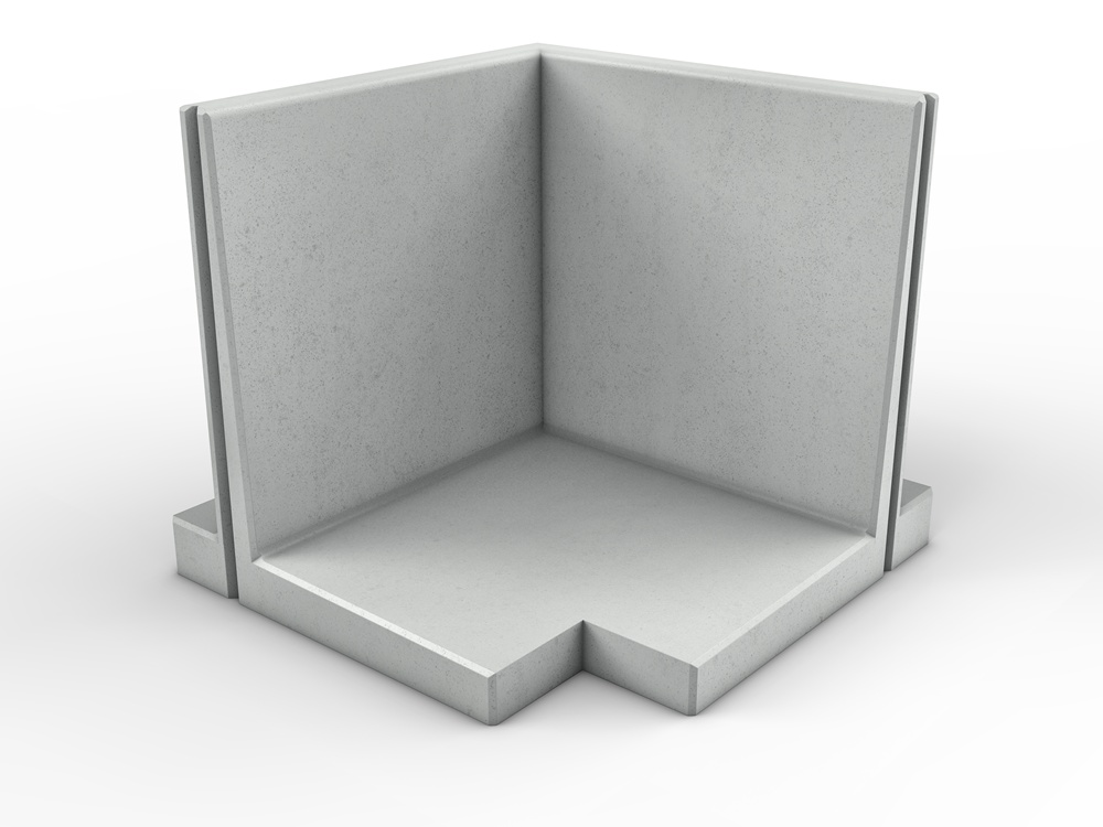 Keerwand met hak 750mm hoog hoekelement