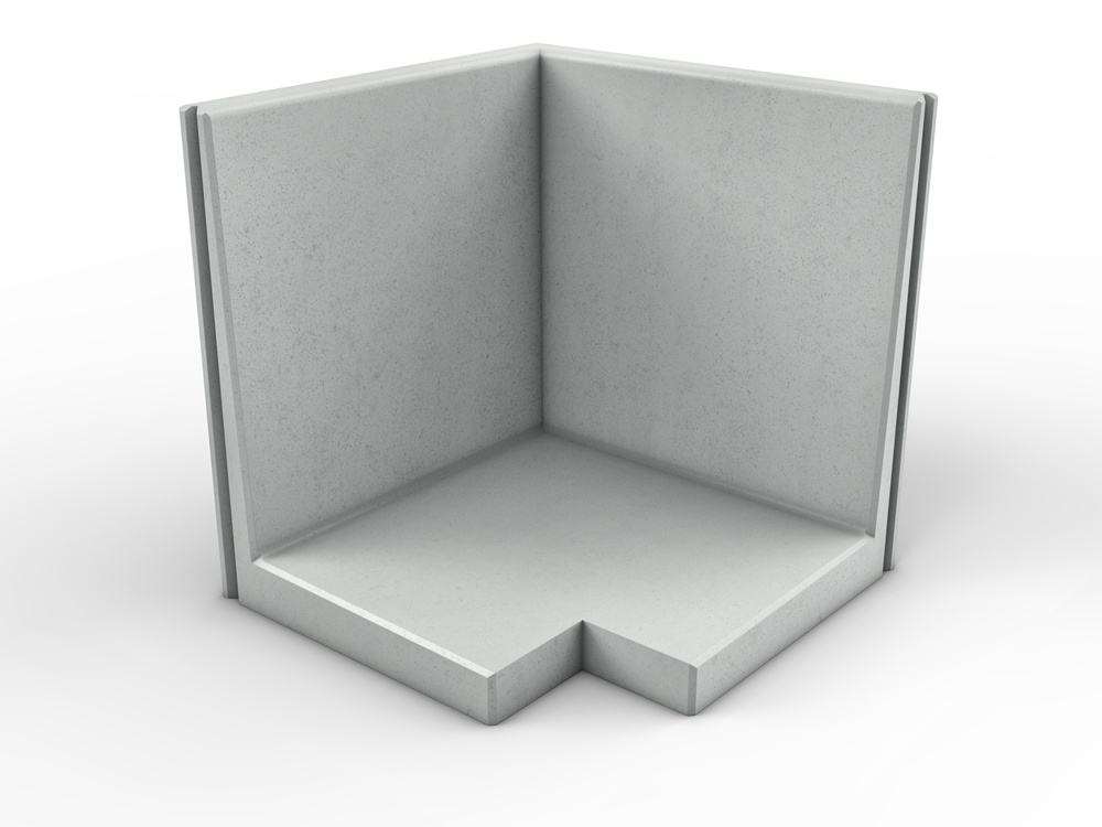 Keerwand zonder hak 1000mm hoog hoekelement