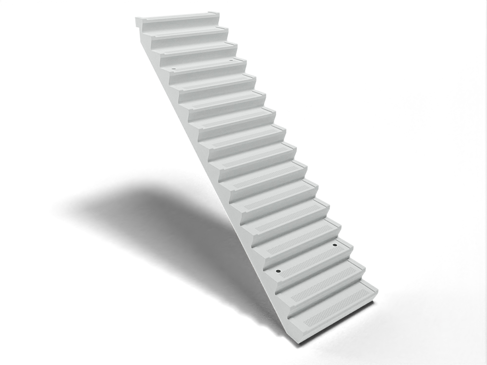 Trap met bomen, 16 treden, 1000mm breed